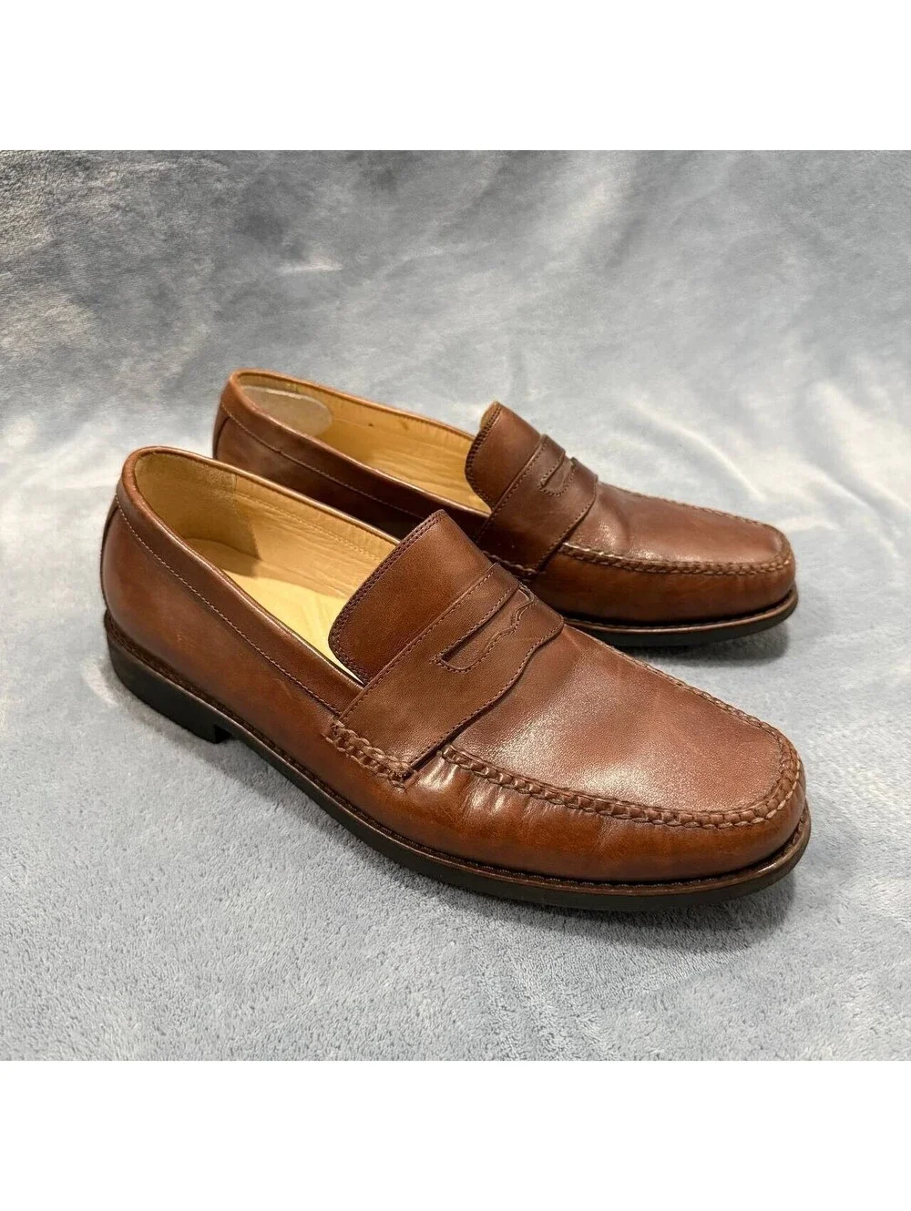 Johnston & Murphy Men's Brown Penny Loafers 9.5 M Sheepskin Slip On